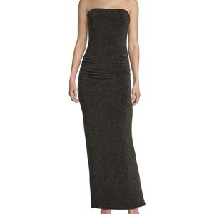 NWT Gianni Bini GB PROM Evening Formal‎ Gala Dress Black Silver Strapless Size M